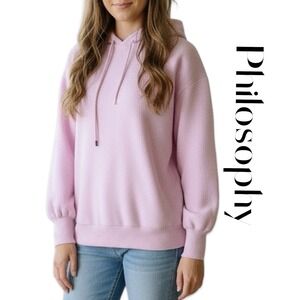 Philosophy Y2K Hoodie Pink Pullover Womens Small Soft Barbiecore Girlcore Preppy